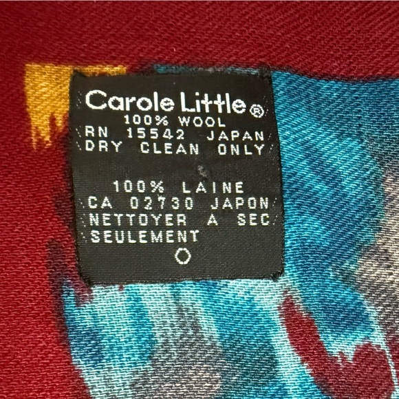 Carole Little Vintage Blue Floral Scarf 34x34 100% Wool Made in Japan RN 15542 - Picture 3 of 6